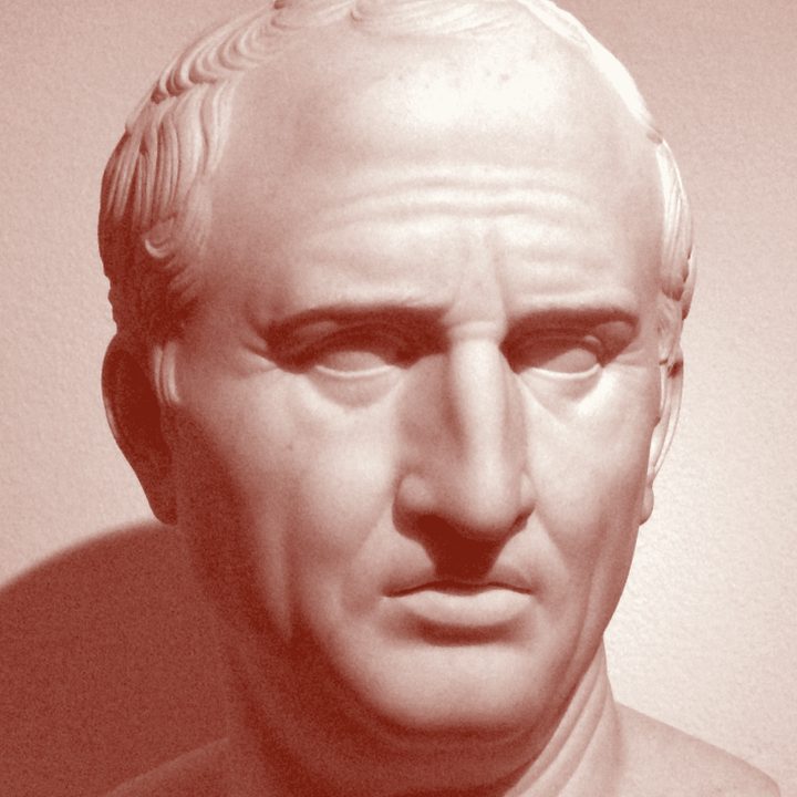 Bust of Cicero, vermilion duotone