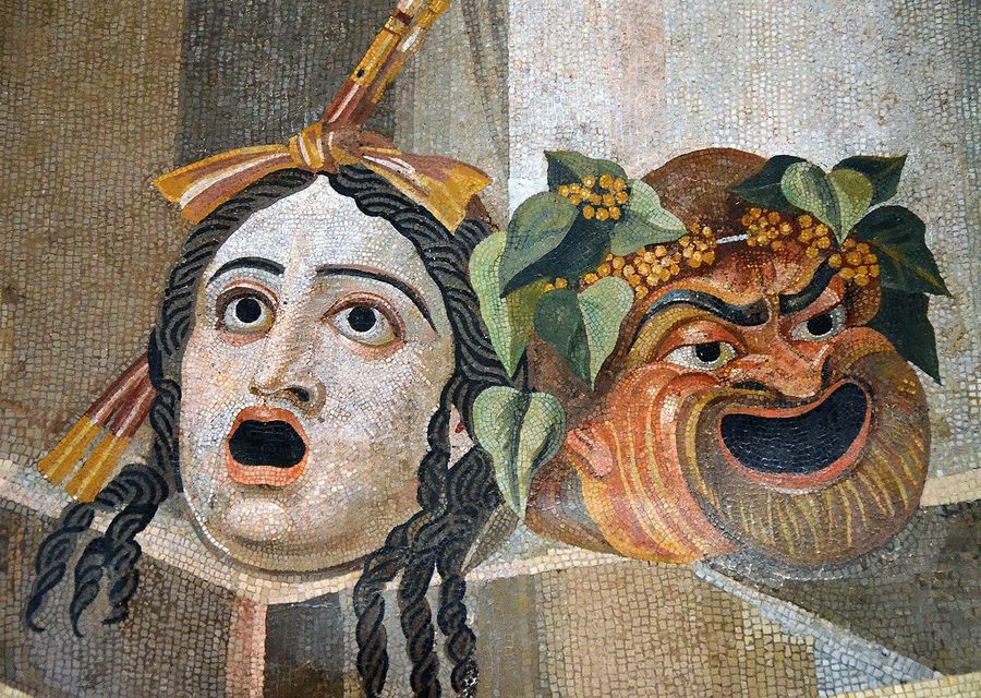 Roman theatrical masks mosaic, cover plate
